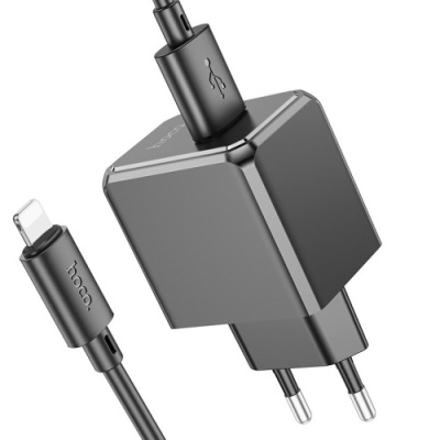 мережевий зарядний пристрій hoco cs11a 1usb/2.1a + (usb - lightning) (чорний) 