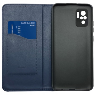 Купить чохол-книжка leather fold для xiaomi redmi note 10/note 10s/poco m5s (темно-синій) онлайн
