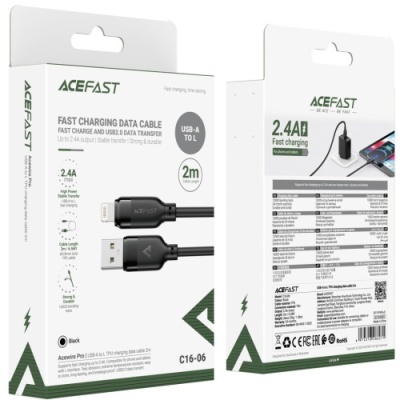 кабель acefast c16-06 usb - lightning (2м) (чорний) 