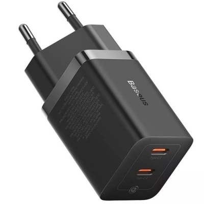 мережевий зарядний пристрій baseus gan5 pro fast charger eu (ccgp180101) 2type-c/40w/pd (чорний) 