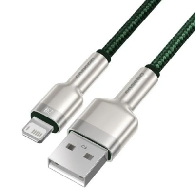 кабель baseus cafule metal usb - lightning 2.4a/2m (caljk-b06) (green) 