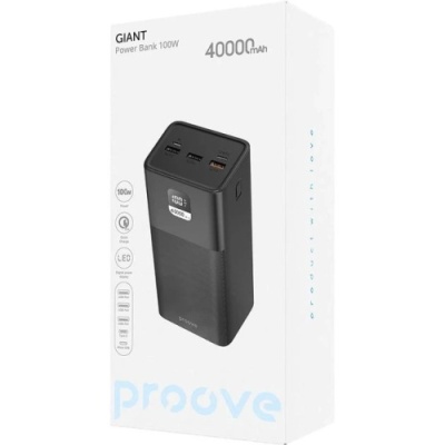 додаткова батарея power bank proove giant 100w 40000mah (black) 