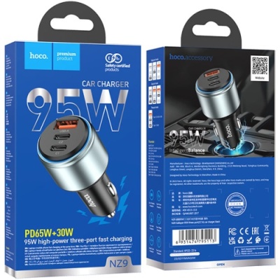 Автомобільний Зарядний Пристрій Hoco NZ9 PD65W+30W+QC3.0 (2Type-C/1USB) (чорний)