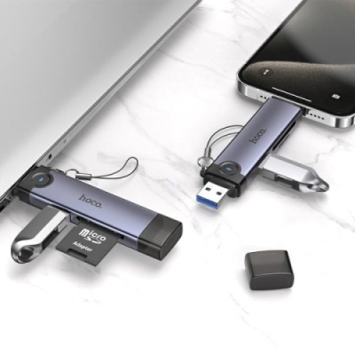 картрідер hoco hb56 (usb/type-c) 3in1 (сірий) 