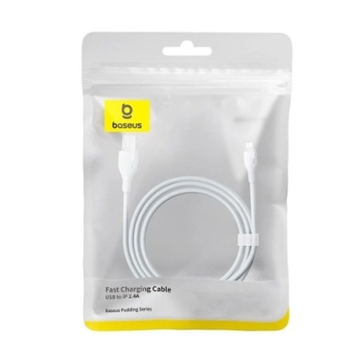 кабель baseus pudding series fast charging cable usb - lightning 2.4a/2m (p10355700221-01) (white) 
