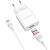 мережевий зарядний пристрій borofone ba20a 1usb/2.1a + (usb - lightning) (білий) 