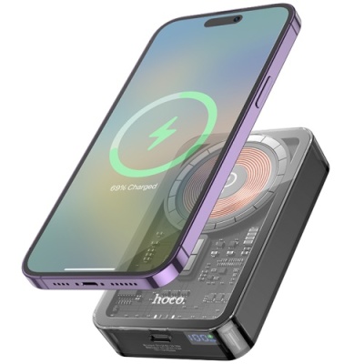 додаткова батарея power bank hoco q14a ice crystal pd20w magnetic fast charging magsafe 10000mah (чорний) 