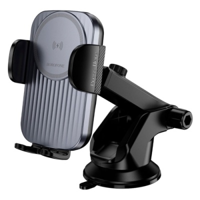 Автотримач Borofone BH222 Wireless 15W (Сiрий)