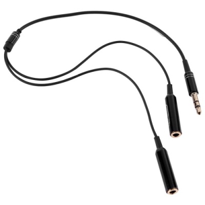 кабель aux earldom et-aux201 3.5m(male) -  2*3.5mm(female) 0.4м black 