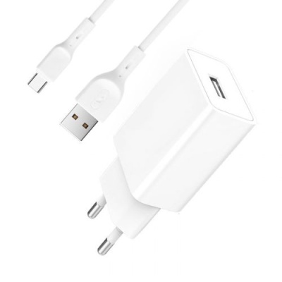 мережевий зарядний пристрій skydolphin sc36t 1usb/2.4a + (usb - type-c) (білий) 