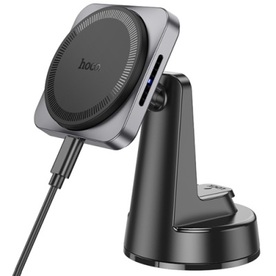 Автотримач Hoco HW16 з безпровідним зарядним пристроєм (Чорно-сірий)