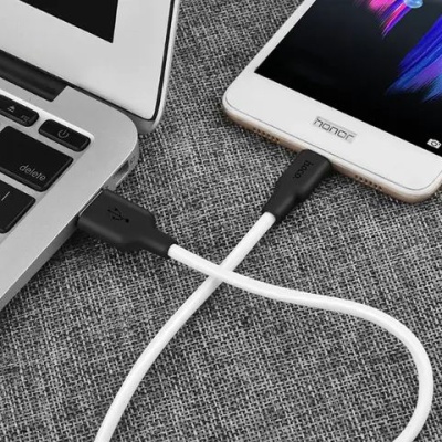 кабель hoco x21 plus silicone usb - microusb 2.4a/1m (чорно-білий) 