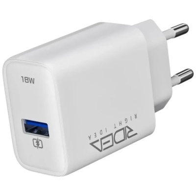 мережевий зарядний пристрій ridea rw-18121 rapid 1usb qc 18w+type-c (бiлий) 