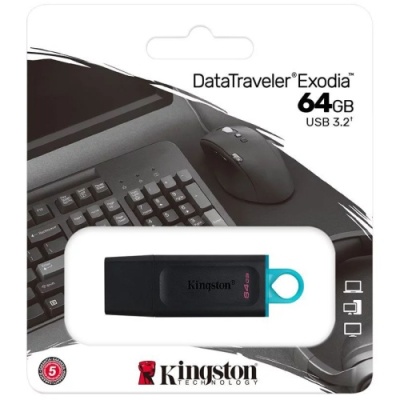 usb флеш-накопичувач kingston data tr exodia 64gb 3.2 (чорний) 