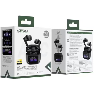 бездротові навушники (tws) acefast w6 anc + enc (чорний) 