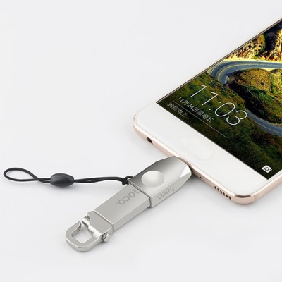 перехідник hoco ua9 otg usb - type-c (сталевий) 