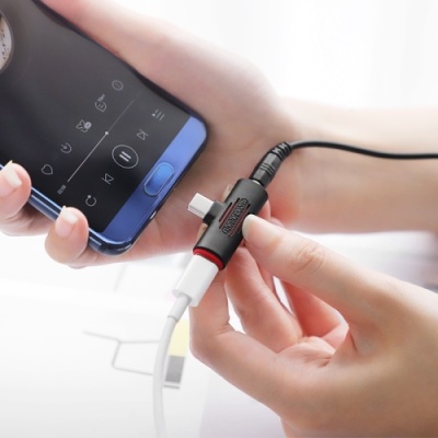 перехідник borofone bv8 type-c 2-in-1 audio converter (чорний) 