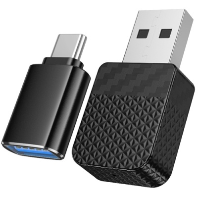 Адаптер бездротовий автомобільний Hoco HU3 CarPlay USB/ Type-C (чорний)