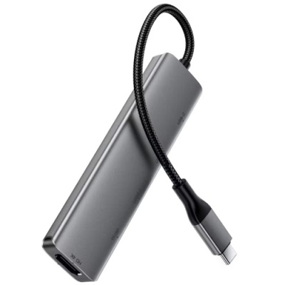 usb hub acefast j18 6in1 type-c (сірий) 