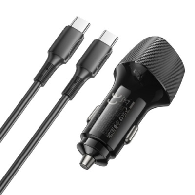 Автомобільний Зарядний Пристрій Borofone BZ31C 1Type-C/30W/PD + 1USB/18W/QC3.0 + (Type-C - Type-C) (Чорний)