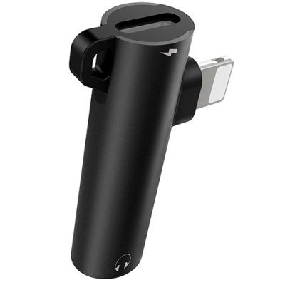 перехідник hoco ls21 lightning - aux (3.5mm) (чорний) 