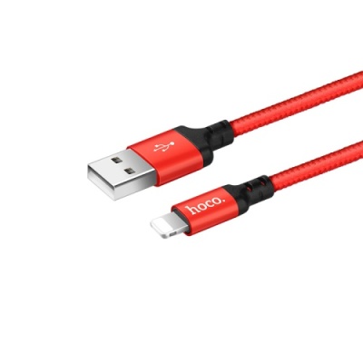 кабель hoco x14 times speed usb - lightning 2.4a/1m (червоно-чорний) 