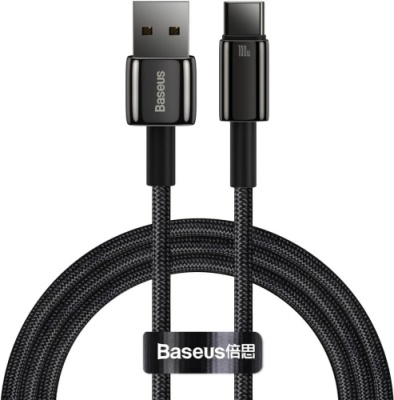 кабель baseus tungsten gold usb - type-c 100w/1m (cawj000001) (black) 
