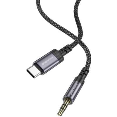 кабель aux borofone bl24 3.5mm(male) - type-c(male) 1m (сірий) 