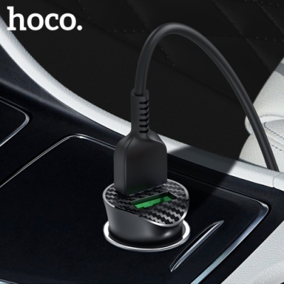 Автомобільний Зарядний Пристрій Hoco Z39 Farsighted 2USB/18W/QC3.0 + (USB - MicroUSB) (Чорний)