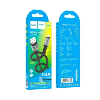кабель hoco x85 strength usb - lightning 2.4a/1m (чорний) 