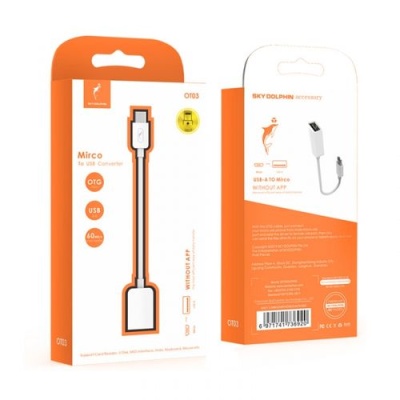 перехідник skydolphin ot03 otg usb - microusb (білий) 