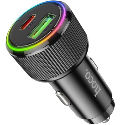 Автомобільний Зарядний Пристрій Hoco NZ14A 1USB/18W/QC3.0 + 1Type-C/20W/PD (Чорний)