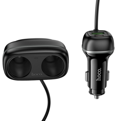 Розгалужувач прикурювача HOCO Z59 PD30W+QC3.0 (2 роз'єми прикурювача/1USB/1Type-C) (Чорний)