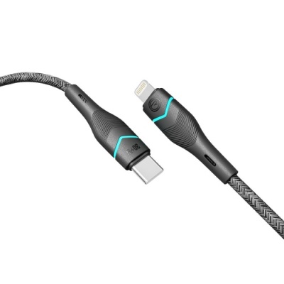 кабель ridea rc-rl15 rgb light type-c - lightning 30w 1.2m (чорний) 