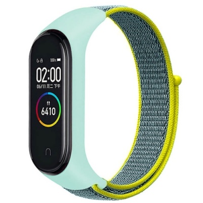 ремінець для xiaomi mi band 3/4/5/6 nylon (бірюзово-жовтий) 