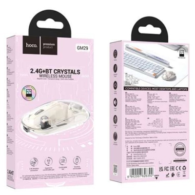 мишка бездротова hoco gm29 mysterious dual-mode (2.4g+ bluetooth) silent (бiлий) 