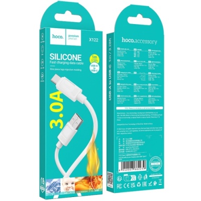 кабель hoco x122 silicone usb - type-c 3.0a/1m (білий) 