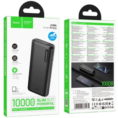 додаткова батарея power bank hoco j158 pro 22.5w+pd20w 10000mah (чорний) 