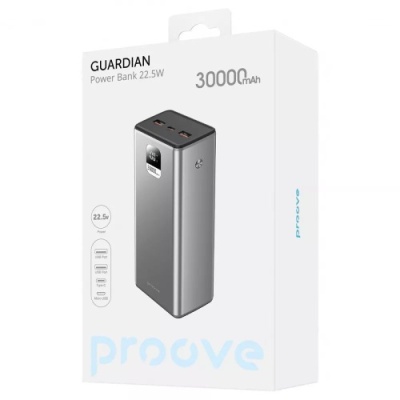 додаткова батарея power bank proove guardian pd20w+qc3.0 22.5w 30000mah (metal gray) 