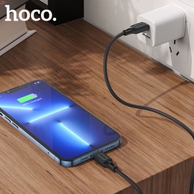 кабель hoco x90 cool silicone (pd) type-c - lightning 20w 3a/1m (чорний) 