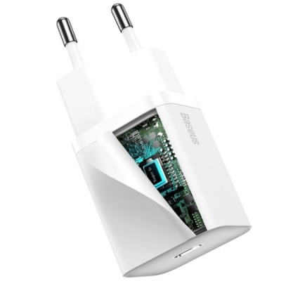 мережевий зарядний пристрій baseus super si (tzccsup-b02) 1type-c/20w/pd +(type-c - lightning) 1m (білий) 