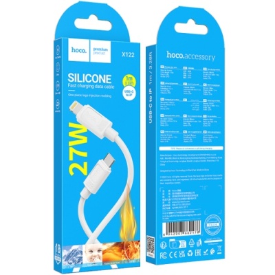 кабель hoco x122 silicone type-c - lightning 27w/1m (білий) 