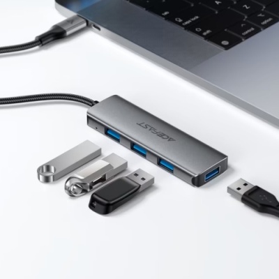 usb hub acefast j15 4in1 type-c (сірий) 
