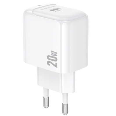 мережевий зарядний пристрій borofone bas43a 1type-c/20w/pd (білий) 