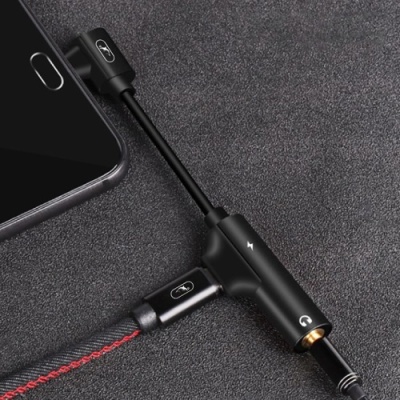 перехідник skydolphin au03 type-c - aux (3.5mm) + charging 1.5a (чорний) 