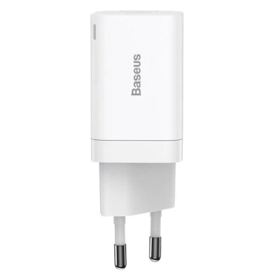 мережевий зарядний пристрій baseus super si pro quick charger type-c/usb/30w eu (ccsupp-e02) (білий) 