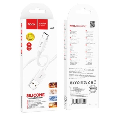кабель hoco x87 magic silicone usb - type-c 3a/1m (білий) 