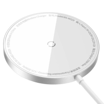 безпровідний зарядний пристрій baseus simple mini 3 magnetic 15w (ccjj040012) (срібний) 