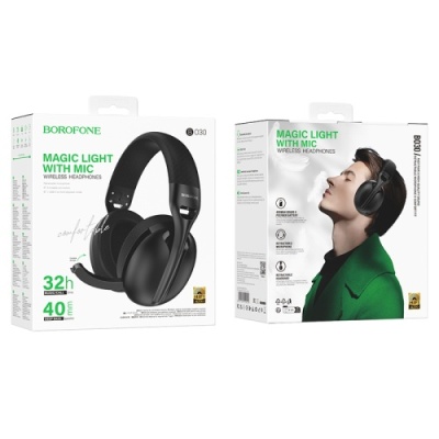 навушники для комп'ютера borofone bo30 magic light (bluetooth, type-c to 3.5 wired) (чорний) 