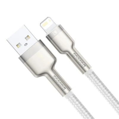 кабель baseus cafule metal usb - lightning 2.4a/2m (caljk-b02) (white) 
